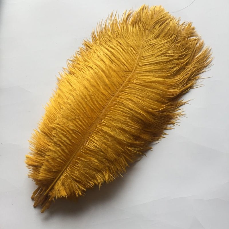 Sowder 14-16inch(35-40cm) Ostrich Feathers Plume for Wedding Centerpieces Home Decoration Pack of 10pcs(Golden) - Image 2
